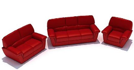 深红色组合沙发