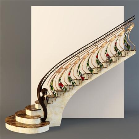 Classic staircase with copyright gilded fence,  精致的楼梯扶手