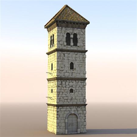 unity3d游戏场景模型之老旧村庄(塔楼tower)