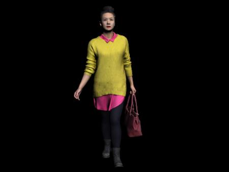 现代人物模型系列 提包黄衫女士