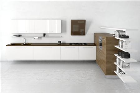 居家厨房装饰3D模型系列 精美的厨房 场景22 褐色面板灶台