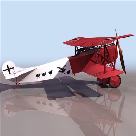 飞机3D模型系列 19-20世纪飞机历史博物馆 德国王牌战机 红色涂装
