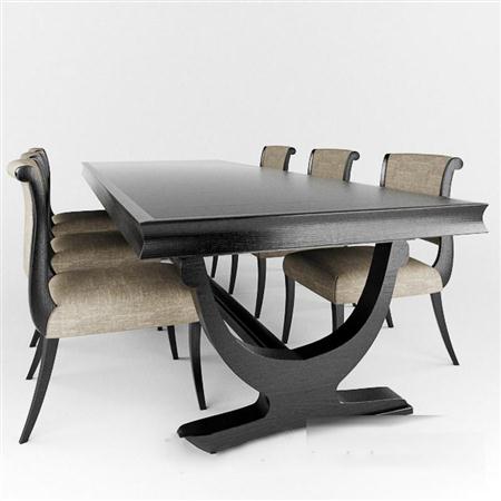灰黑色原木餐桌沙发椅