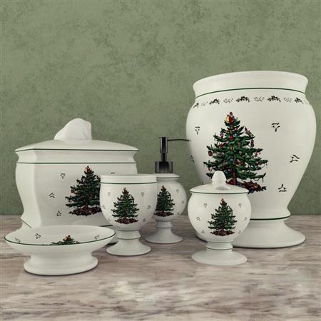 圣诞树白色陶罐洗浴用具