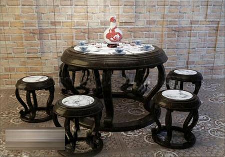 中式圆茶几椅子组合  3D模型下载