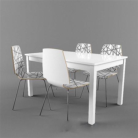 白色实木金属桌椅