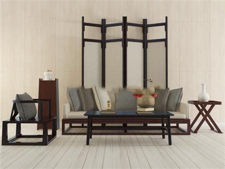 现代中式风格沙发茶几组合