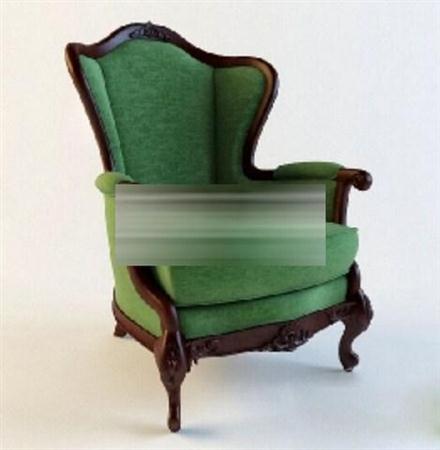深绿色欧式单人沙发椅  3D模型下载