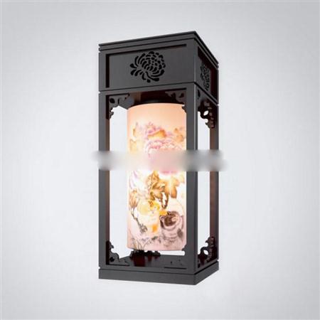 中式实木方框陶瓷台灯