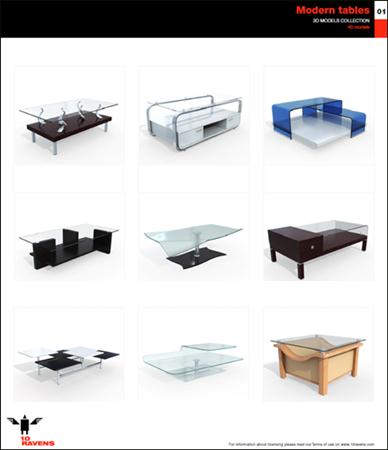 10ravens: 3D Models collection 004 Modern tables 01 桌台集合