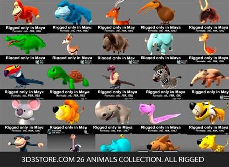 3D3store.com 26 Animals Collection. All Rigged动画动物合集